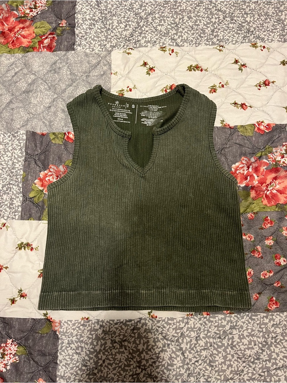 Boom Boom Jeans Olive Green Ribbed Sleeveless Tank